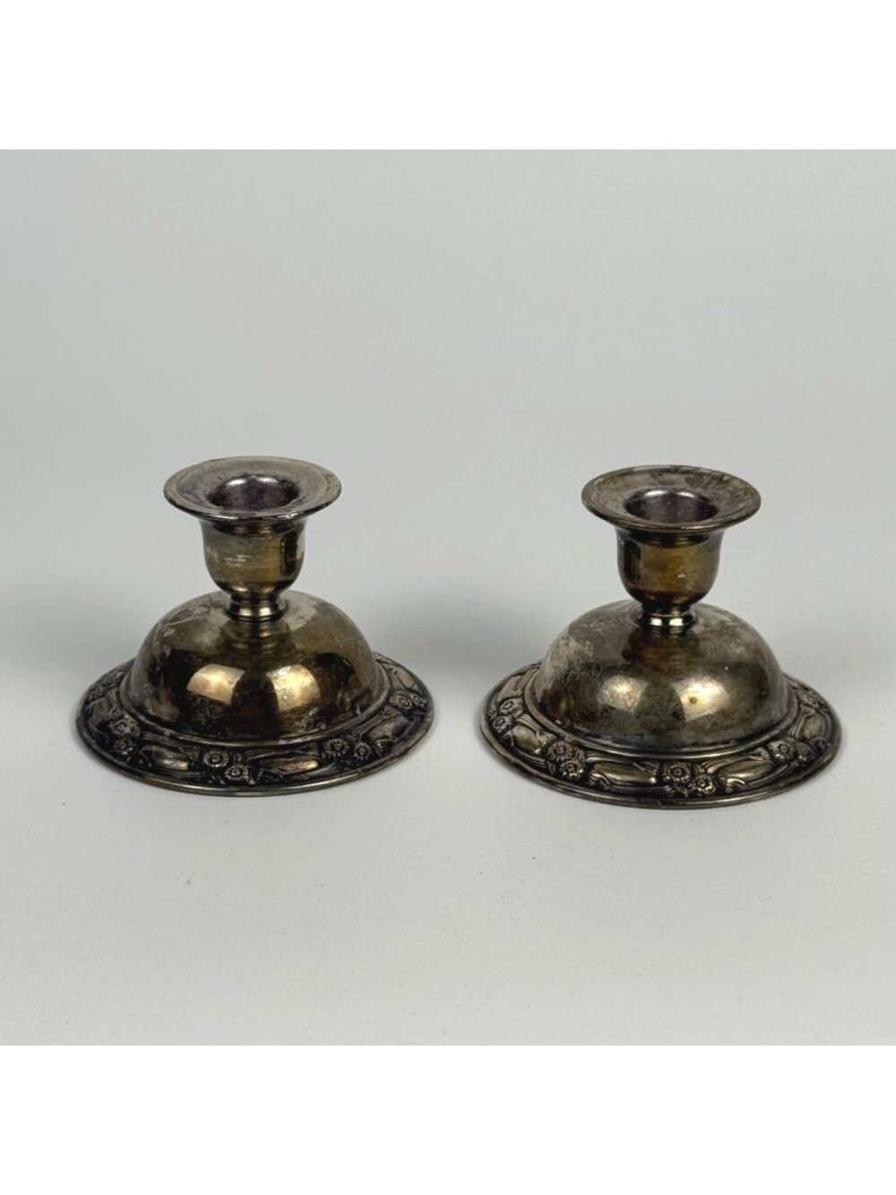Pair of Vintage Silver-Plate Oneida Candle Holders Park Lane Floral Pattern